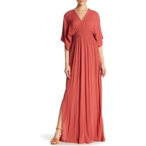 Love Stitch Gauze Kimono Maxi Dress, Burnt Siena, M/L